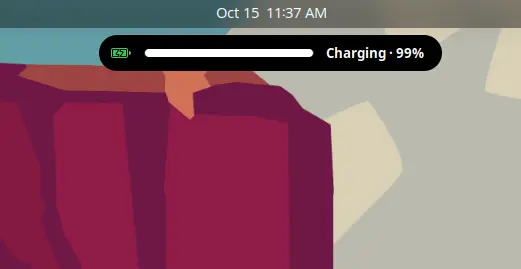 The charging toast with a level bar at 99%